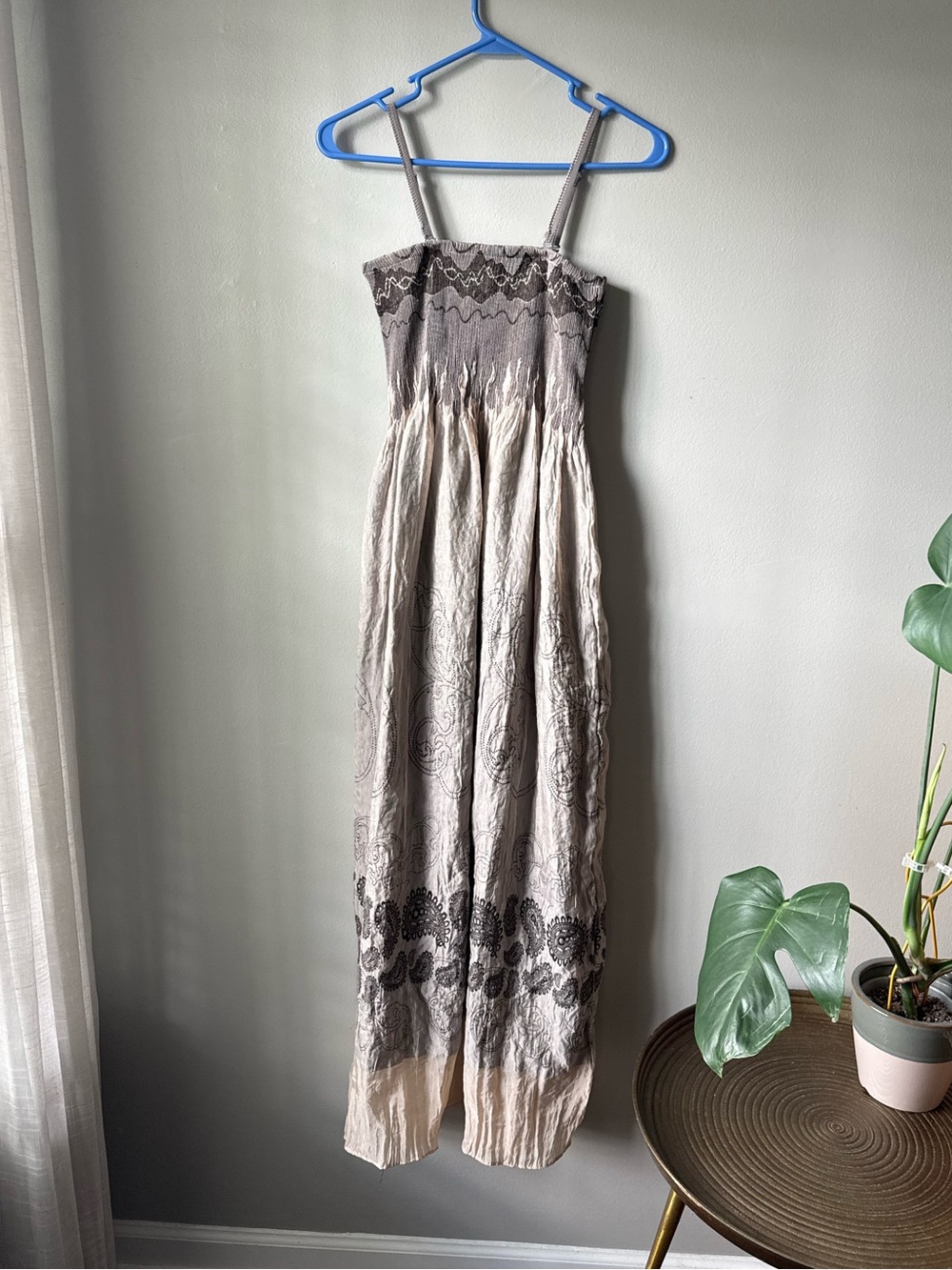 Lapis Anthropologie Smocked Maxi Dress